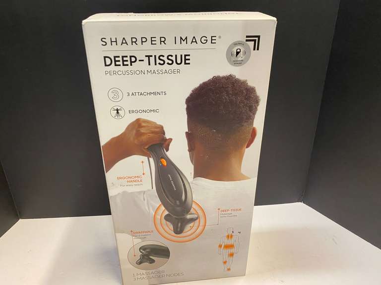 Sharper Image deep tissue percussion massager, still new in the box, see pictures for details. image