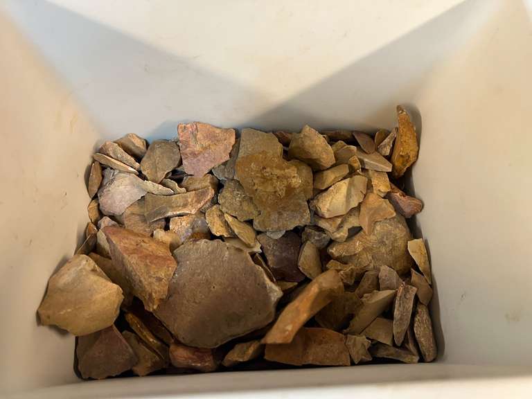 Small cooler with assorted arrowhead shards, see pictures for details. image