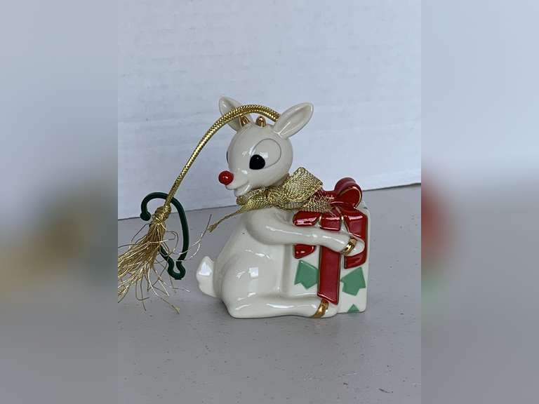 LENOX "A GIFT FOR RUDOLPH" ORNAMENT 3" TALL X 2 3/4" LONG X 1 3/4" WIDE image