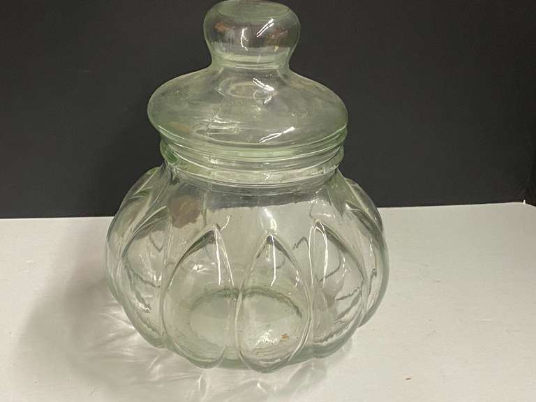 Pumpkin shaped apothecary jar, with lid, see pictures for details. image