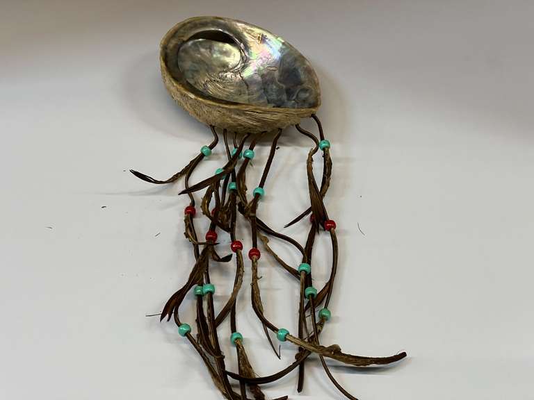 Abalone shell with attachments, (for smudging) see pictures for details. image