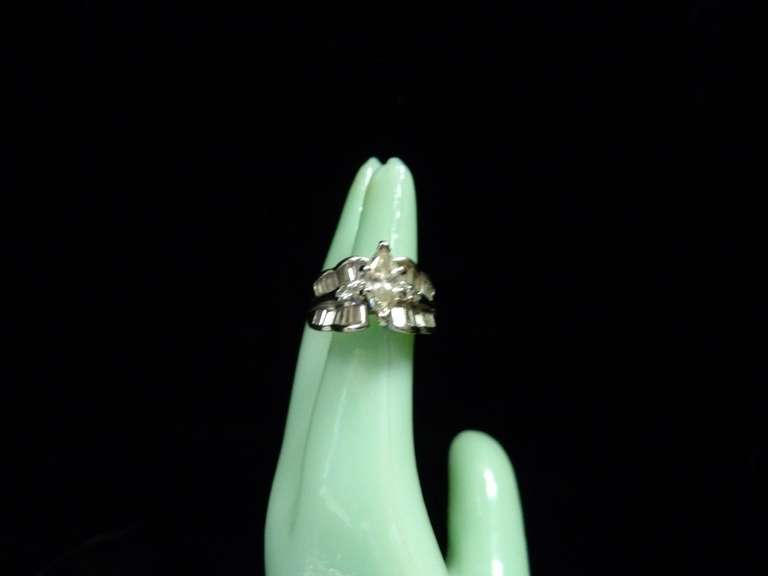 14 KARAT GOLD RING SIZE 4.5 WITH DIAMONDS WEIGHING APPROXIMATELY 8.2 GRAMS image