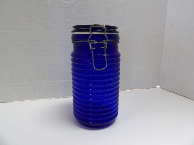 COBALT BLUE GLASS CANISTER image