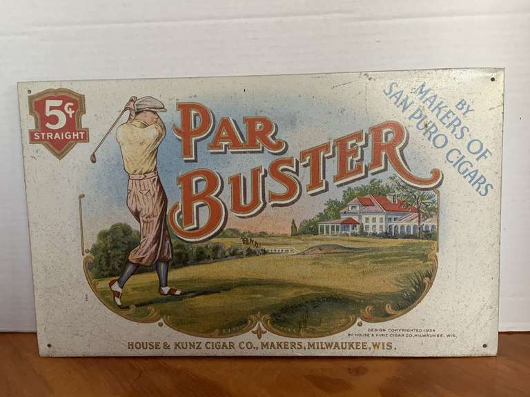 METAL REPRODUCTION HOUSE & KUNZ CIGAR CO SIGN 16" X 9 3/4" image