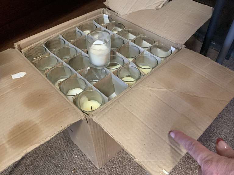 BOX FULL OF 2 1/2" GLASS VOTIVE HOLDERS image