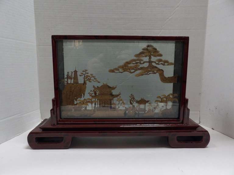VINTAGE CHINESE CORK DIORAMA image