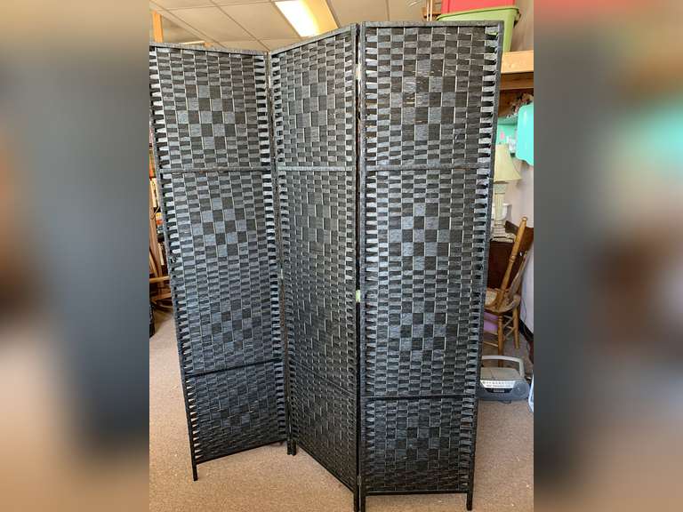BLACK WOVEN 3 PANEL SCREEN (EACH PANE 17 5/8" WIDE X 71" TALL) image