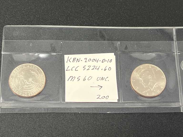 2003-D-07 Kennedy half dollar and 2004-D-10 Kennedy Half Dollar, both are graded and uncirculated, see pictures for details. image