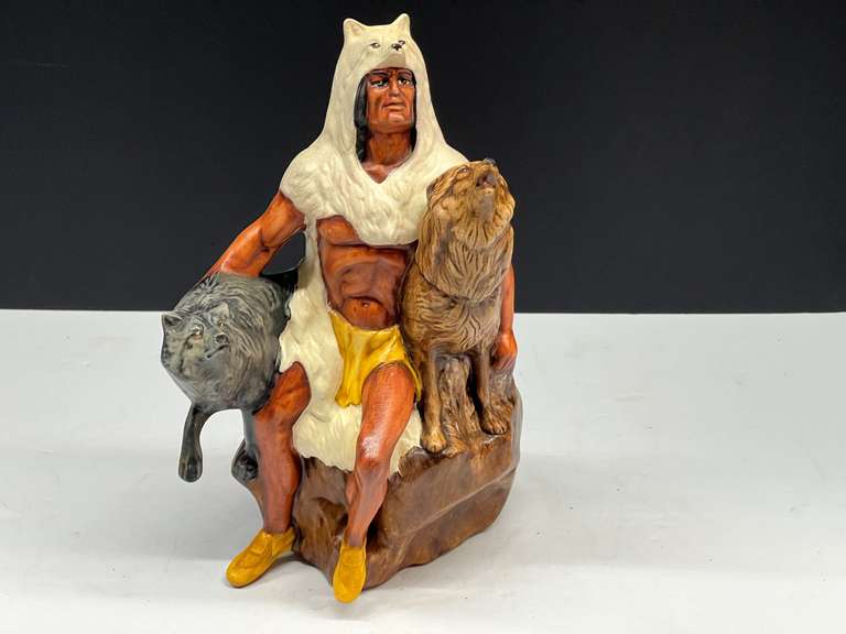 Native American with wolves figurine, see pictures for details. image