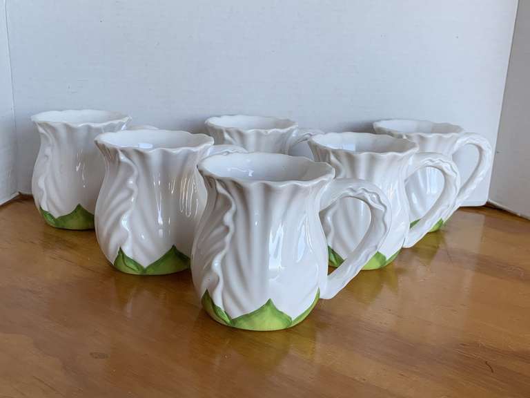 6 AMBIANCE LARGE PAINTED MUGS "COSMOS" image