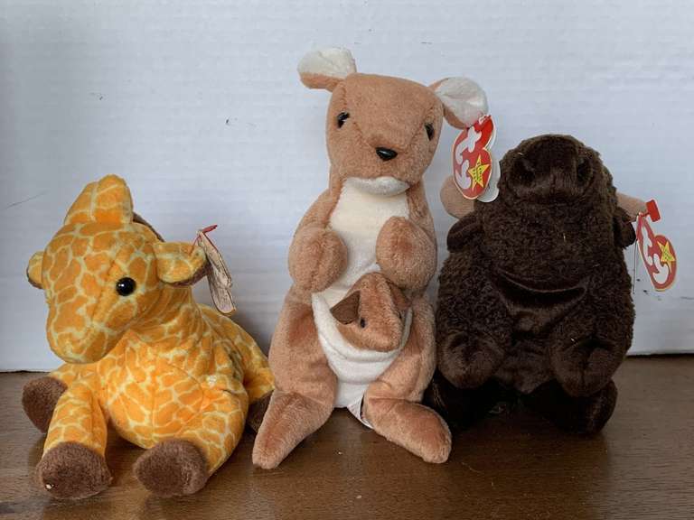 3 TY BEANIE BABIES (1996 PUNCH, 1998 ROAM, 1995 TWIGS) image