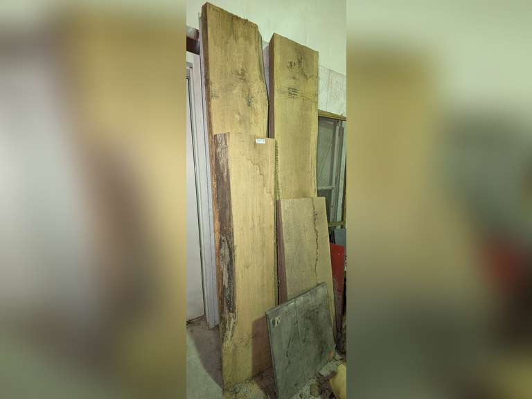 LARGE ROUGH CUT OAK BEAMS, ORIGINALLY INTENDED TO MAKE PRIMITIVE FIREPLACE MANTLE image