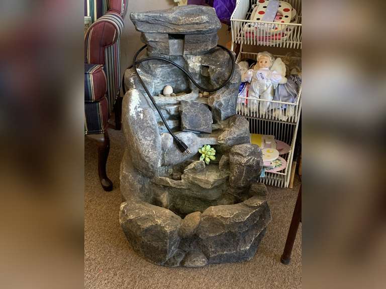 INDOOR/OUTDOOR FAUX STONE WATER FOUNTAIN (WORKS) 27" TALL X 17" WIDE X 17" DEEP image