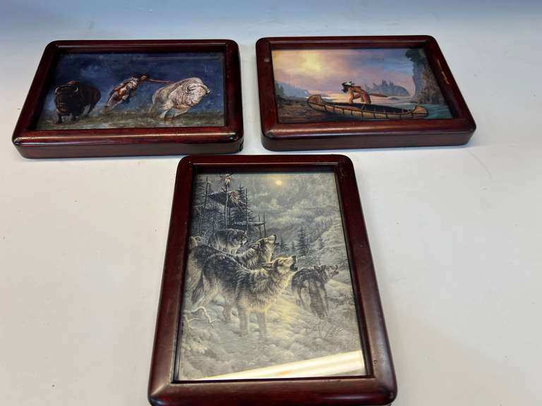 Framed Native American art prints, set of three, see pictures for details. image