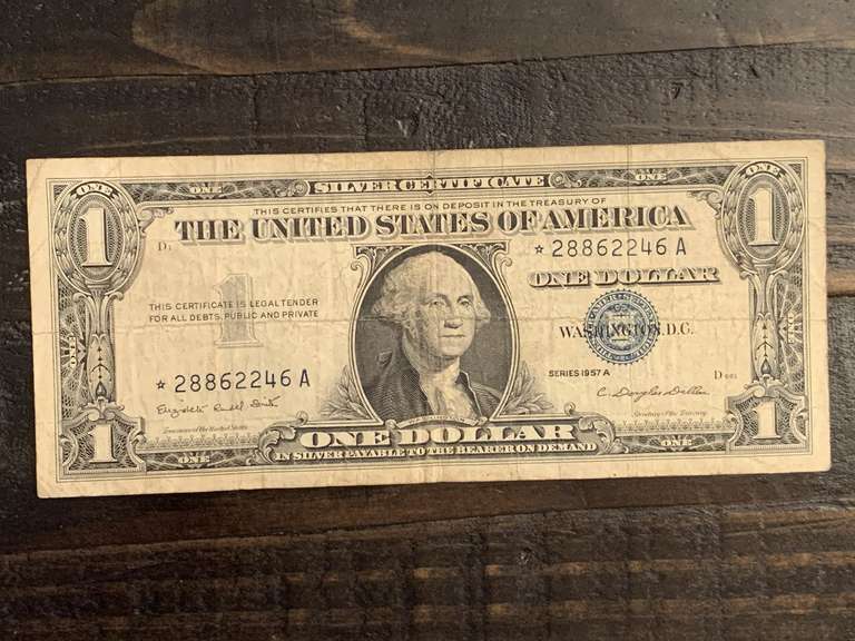 1957A $1 BLUE SEAL SILVER CERTIFICATE STAR NOTE - SERIAL NO *28862246A image