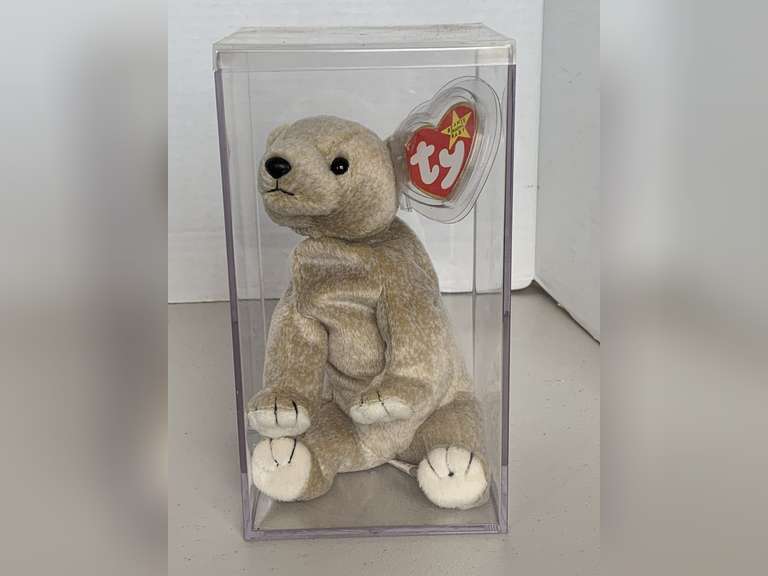 1999 TY BEANIE BABY "ALMOND" W/ TAG ERROR IN DISPLAY BOX image