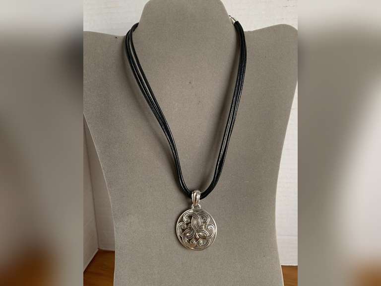 TRIPLE CORDED NECKLACE W/ CELTIC TALISMAN PENDANT 18" LONG - CHECKOUT image