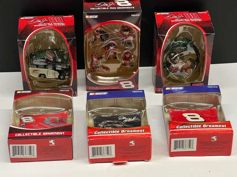Collectible NASCAR ornaments,#3, #88, and #8, six pieces, still in original packaging, see pictures for details. image