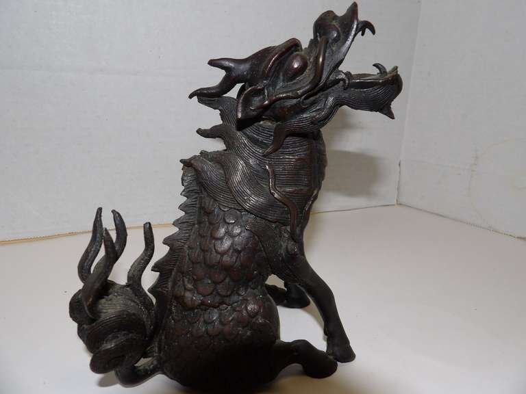 VINTAGE STATUE OF A QILIN A MYTHICAL CREATURE IN CHINESE TIBETAN MYTHOLOGY image