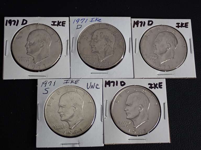 (5) 1971 IKE DOLLAR COINS image