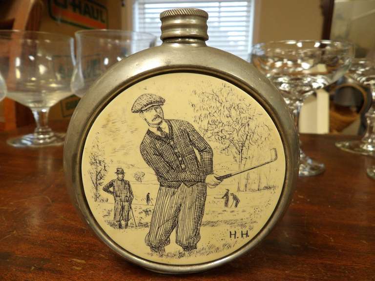 VINTAGE ENGLISH SHEFFIELD, PEWTER FLASK image