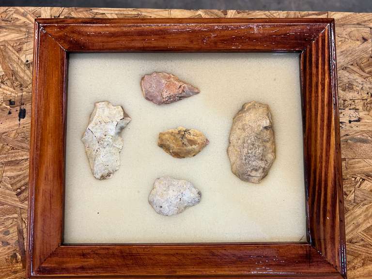 Framed Native American artifacts/arrowheads,  see pictures for details. image