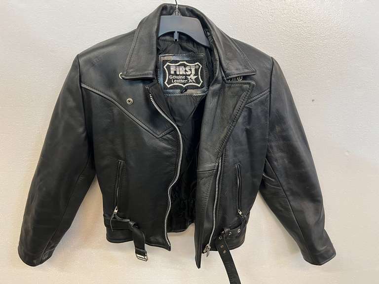 Leather riding jacket, size 14, see pictures for details. image