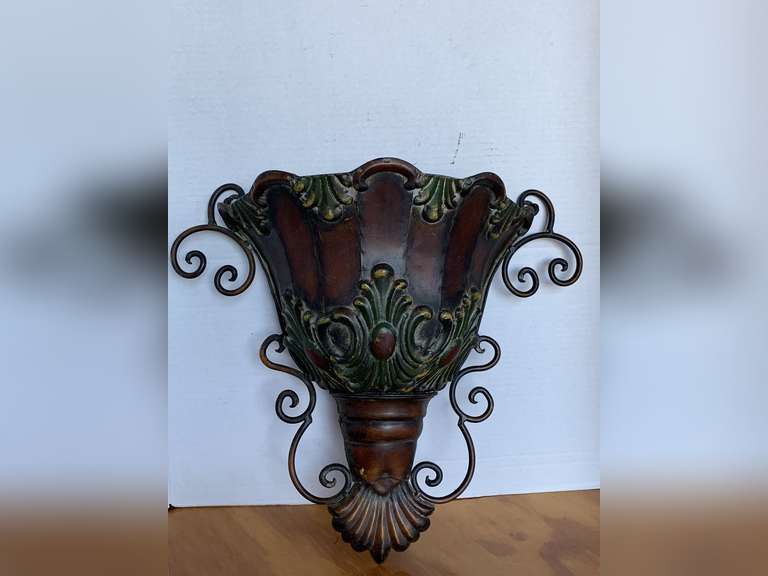 VINTAGE METAL WALL POCKET 16 1/2" WIDE X 13 1/2" TALL image