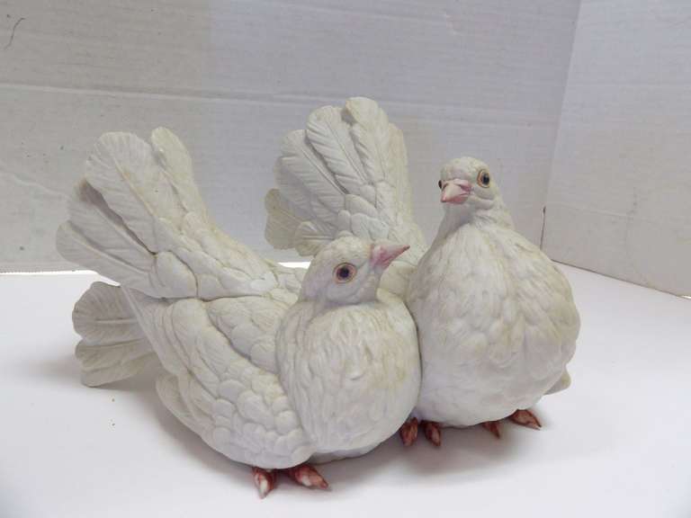 PAIR OF PORCELAIN LOVEBIRDS BY ROYAL CROWN image