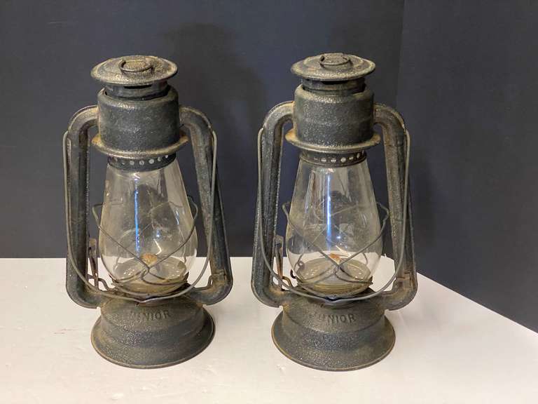Black Dietz Junior oil lamps, set of two, see pictures for details. image