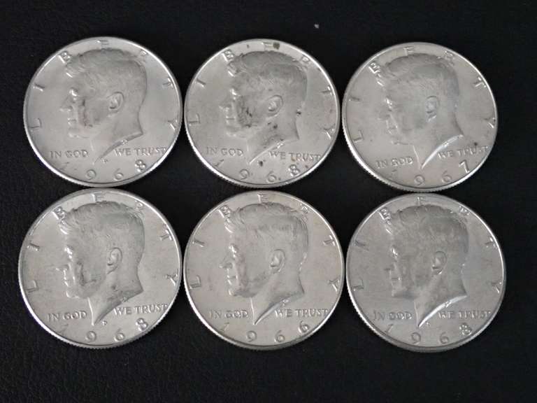 (6) KENNEDY HALF DOLLAR COINS - 40% SILVER image