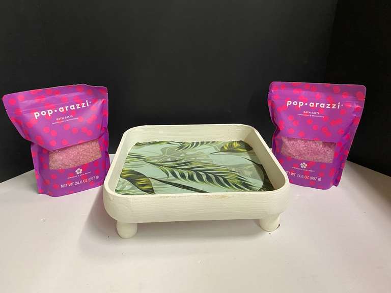 Pop•arazzi bath salts, two bags, also includes a counter tray, see pictures for details. image