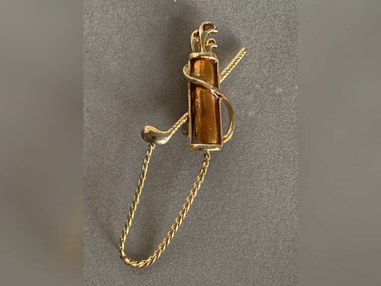 VINTAGE LADIES GOLD TONE & ENAMEL BROOCH - CHECKOUT image