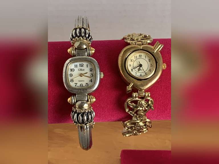 2 VINTAGE LADIES WATCHES - 1 GOLD TONE CUPID WATCH, 1 COLLEZIO BRACELET WATCH - CHECKOUT image