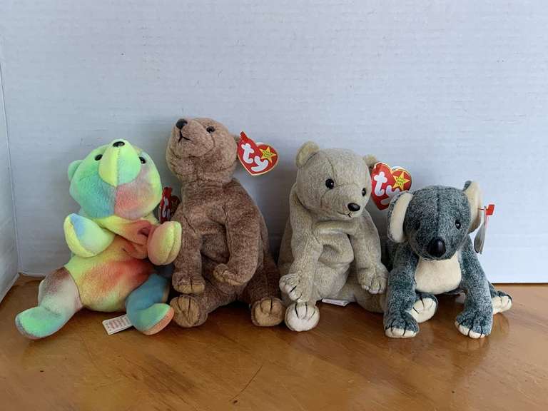 4 TY BEANIES (1999 ALMOND, 1999 PECAN, 1999 EUCALYPTUS, 1998 SAMMY W/ TAG ERROR) image