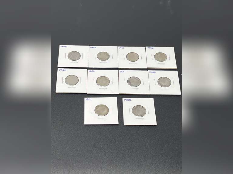 V nickels, 10 pieces, various dates, see pictures for details. image
