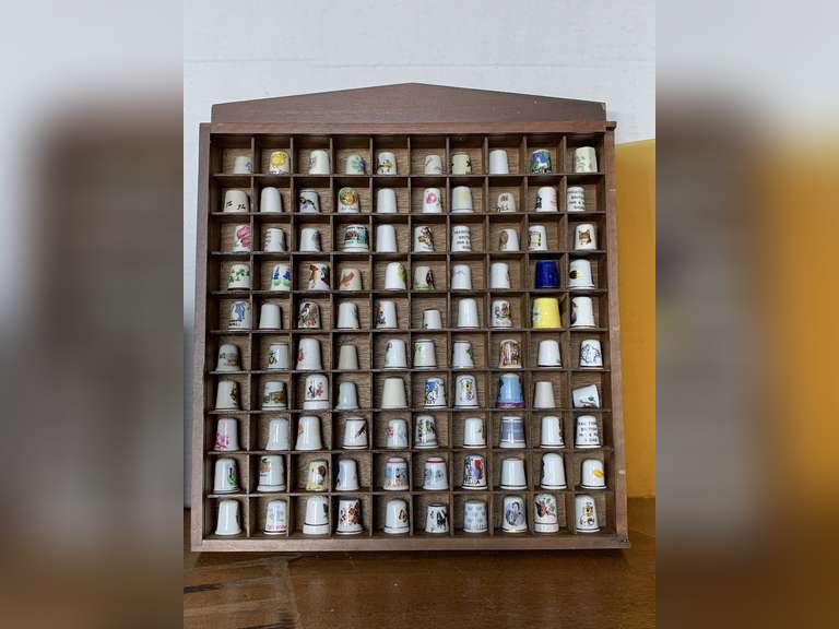 THIMBLE COLLECTION (100) IN CASE 15 1/2" TALL X 14 1/2" WIDE image