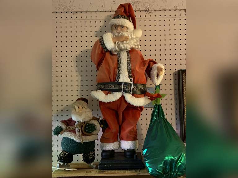 VINTAGE DANCING SANTA 31" TALL & SKIING SANTA image