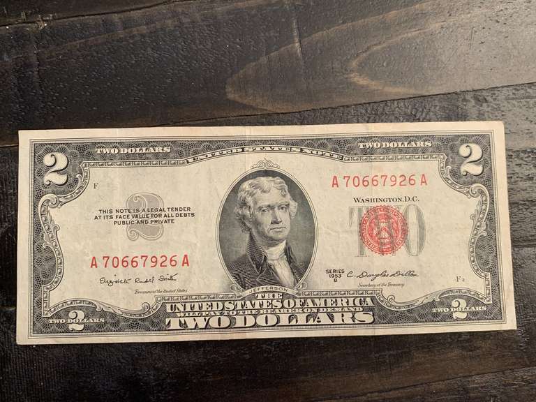 1953B $2 RED SEAL UNITED STATES NOTE (CRISP) - SERIAL NO A70667926A image