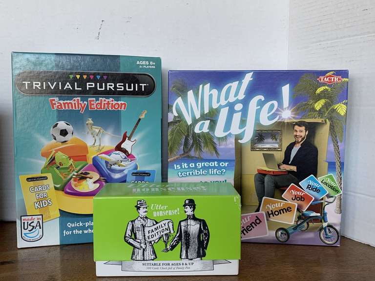 3 GAMES - TRIVIAL PURSUIT, UTTER NONSENSE & WHAT A LIFE image