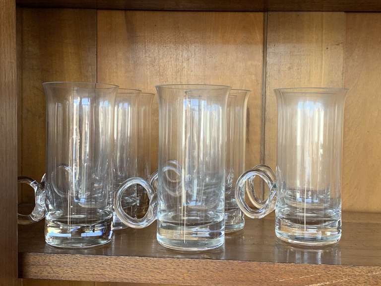 SET OF 8 HAND BLOWN IRISH COFFEE GLASSES image