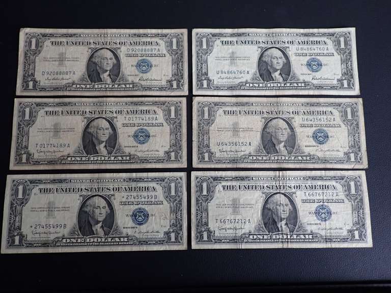 (6) 1957 SERIES $1 SILVER CERTIFICATES image