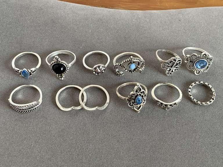 BAG OF 12 SILVERTONE FASHION RINGS - CHECKOUT image