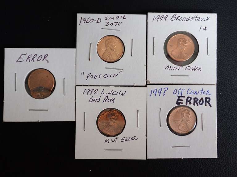 (5) ERROR PENNIES - SEE ALL PHOTOS image