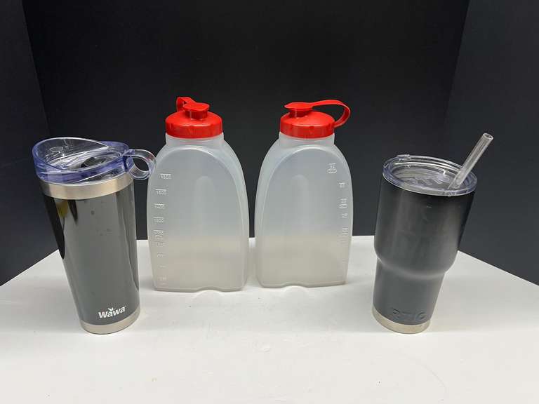 Rubbermaid 2 quart water containers, also includes two drink cups, see pictures for details. image