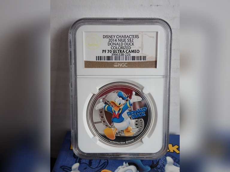 2014 DONALD DUCK - DISNEY CHARACTERS NIUE COLORIZED $2 COIN - NGC PROOF 70 ULTRA CAMEO image