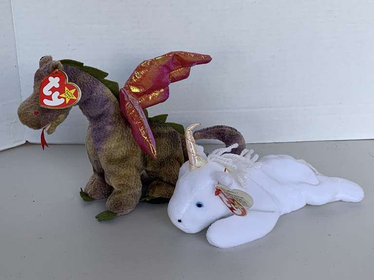 1994 TY BEANIE BABY "MYSTIC" W/ TAG ERROR & 1998 TY BEANIE BABY "SCORCH" image