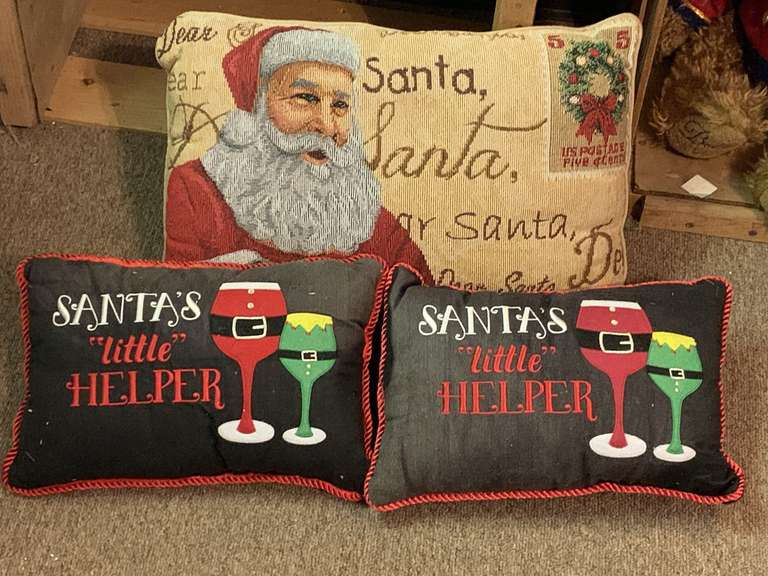 2 SANTA'S LITTLE HELPER THROW PILLOWS image