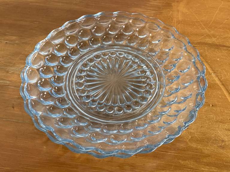 2 VINTAGE BLUE BUBBLE DESSERT PLATES image