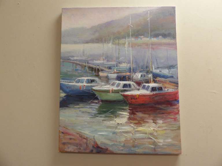 PAINTING OF SAILBOATS ON CANVAS image